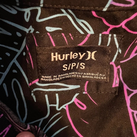 Hurley Mens Hawaiian Floral Pocket Button Down Shirt Short Sleeve Size Small - Picture 7 of 9